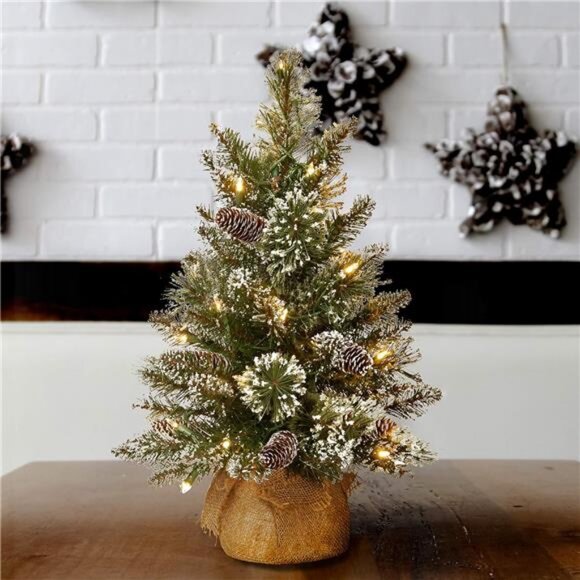 2 ft Pre-Lit Glittery Bristle Mini Artificial Christmas - Picture 3 of 5